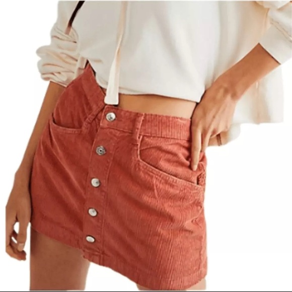 Free People Corduroy Mini Skirt Button Down - Picture 3 of 8